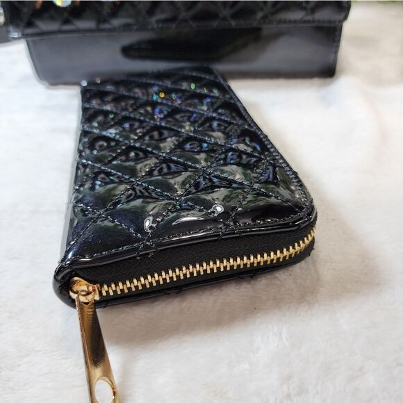 New Black Quilted Bag with Matching Wallet - Picture 14 of 17